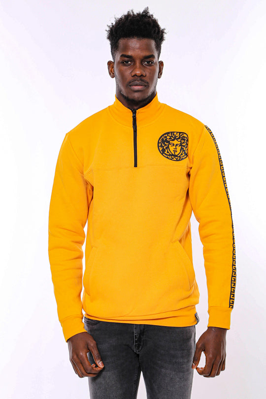 Sweat à Motifs Col Mao Jaune - Wessi