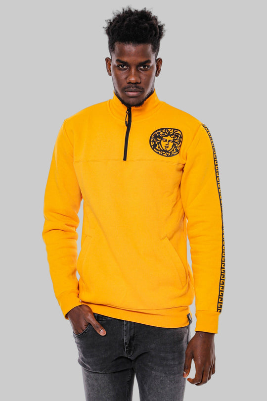 Sweat à Motifs Col Mao Jaune - Wessi