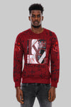 Sudadera Hombre Corte Slim Estampado Burdeos - Wessi