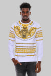 Sudadera Blanca Estampada León Amarillo Slim Fit - Wessi
