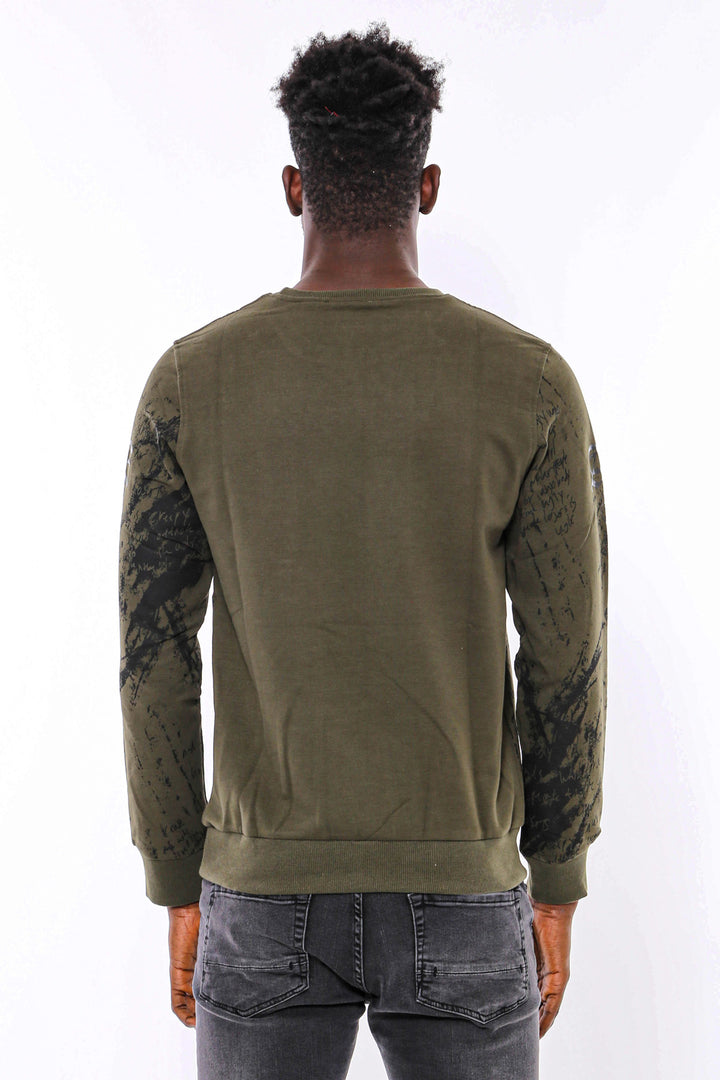 Felpa slim fit con fantasia verde scuro - Wessi