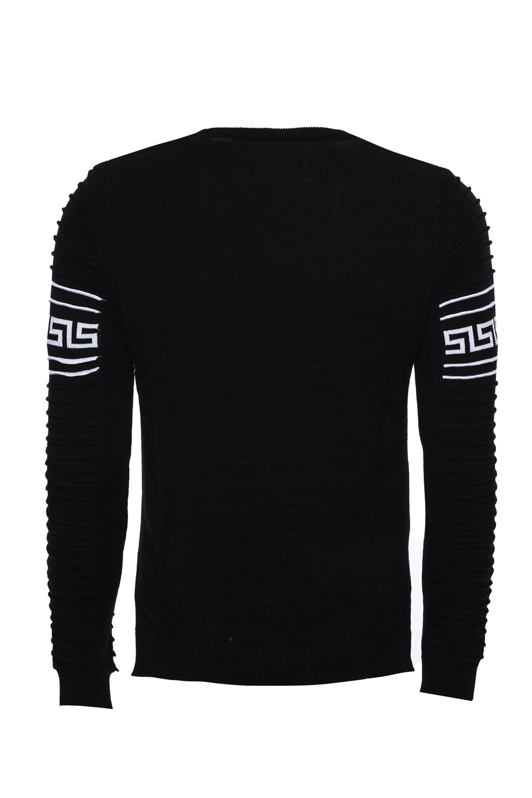 Crew Neck Knitwear Chest Patterned Over Black - Wessi