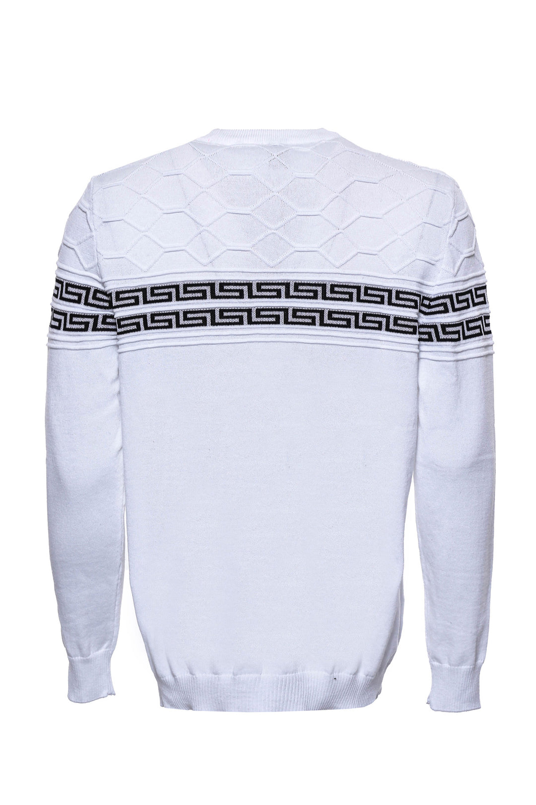 Tricot à col rond sur poitrine à motifs sur blanc - Wessi