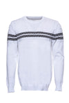 Circle Neck Knitwear Chest Patterned Over White - Wessi