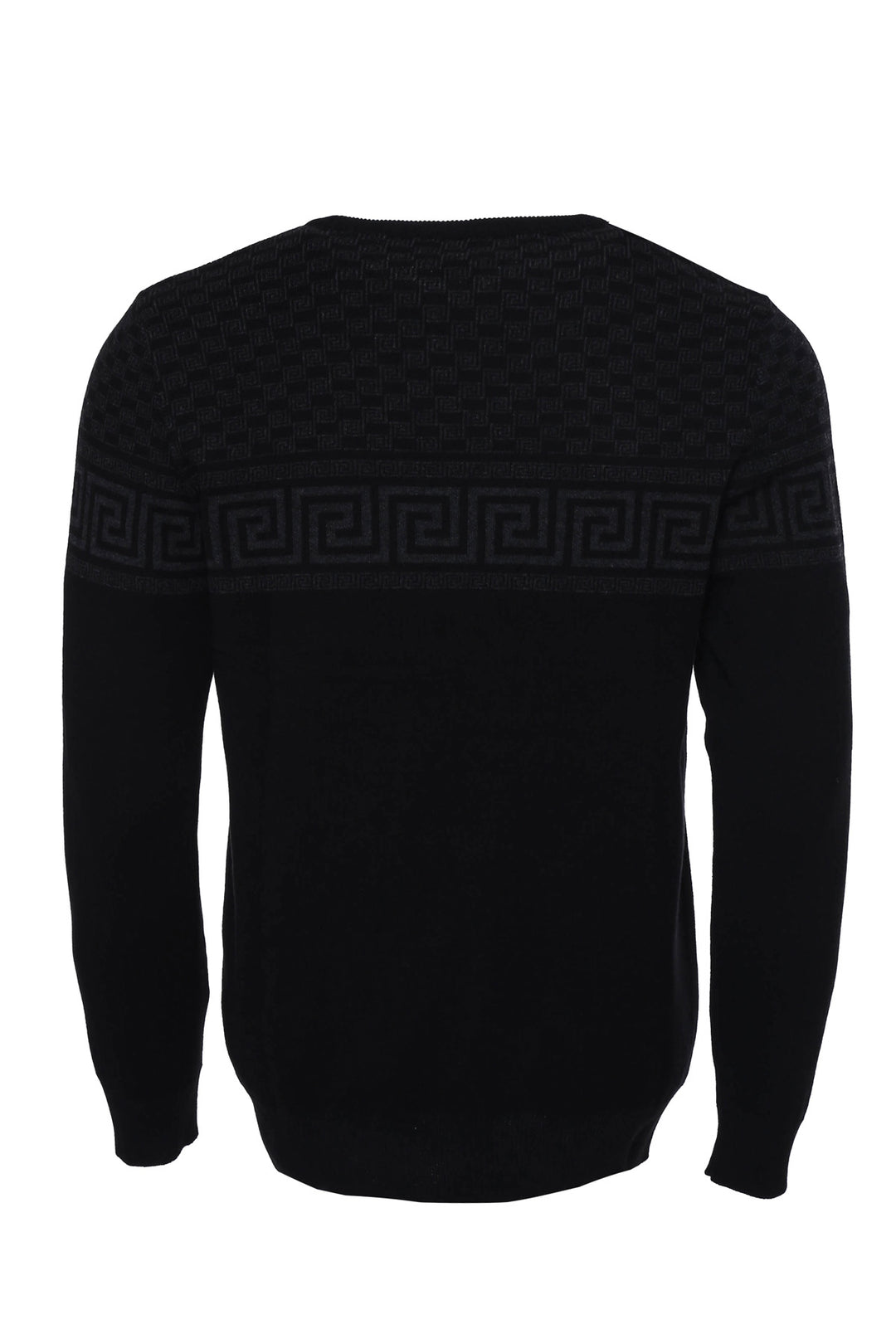 Pull ras du cou en tricot sur poitrine à motifs sur noir - Wessi