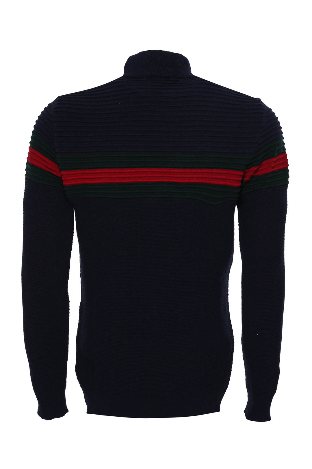 Chest Patterned Turtleneck Navy Blue Men Knitwear - Wessi