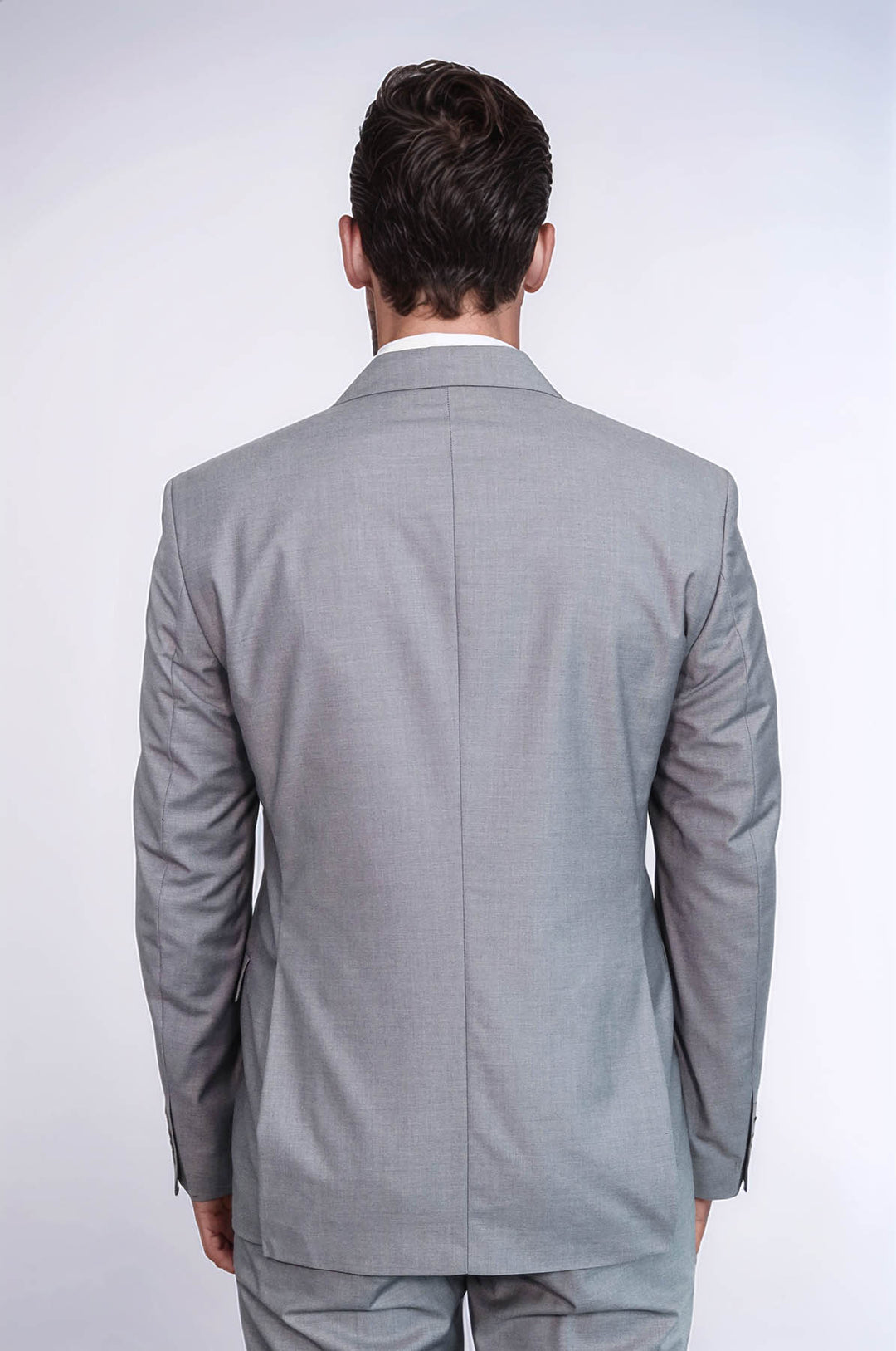 Traje Cruzado Hombre Gris Slim Fit A Rayas Con Solapa De Pico Ancha - Wessi