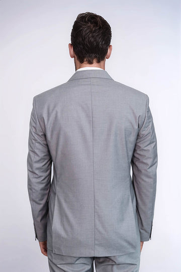 Costume Croisé Homme Gris Coupe Slim Rayé à Revers Large - Wessi