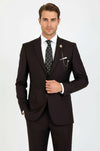 2 Buttons 2 Piece Brown Men Suit - Wessi
