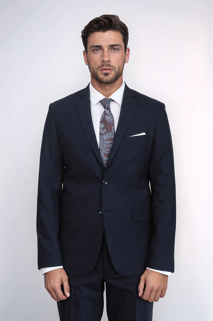 Costume 2 Boutons 2 Pièces Bleu Marine Homme - Wessi