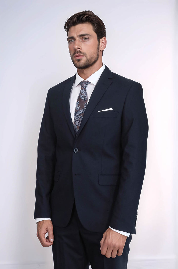 Costume 2 Boutons 2 Pièces Bleu Marine Homme - Wessi