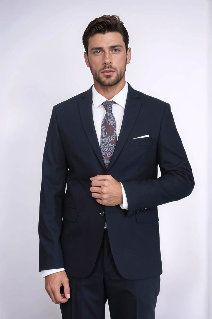 Costume 2 Boutons 2 Pièces Bleu Marine Homme - Wessi