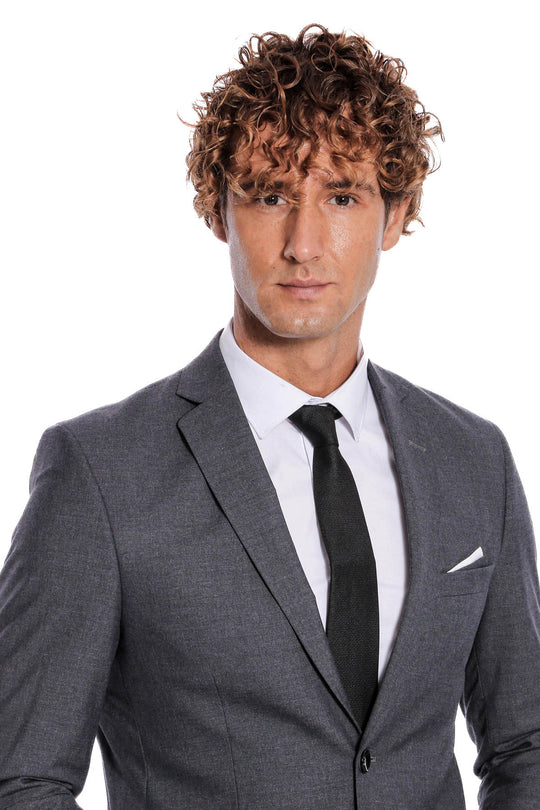 2 Buttons 2 Piece Grey Men Suit - Wessi