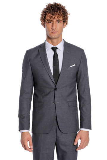2 Buttons 2 Piece Grey Men Suit - Wessi