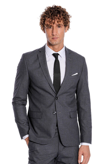 2 Buttons 2 Piece Grey Men Suit - Wessi