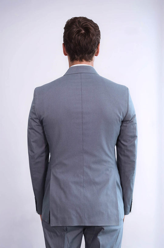 Costume pour homme taupe à rayures classiques à double boutonnage - Wessi