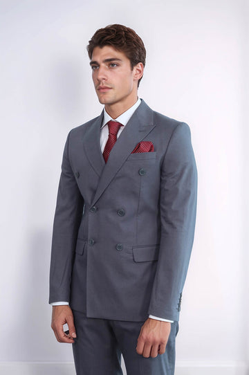 Costume pour homme taupe à rayures classiques à double boutonnage - Wessi