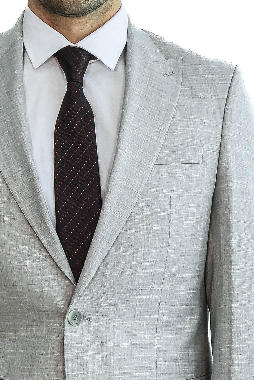 Светло-серый мужской костюм приталенного кроя из двух предметов на одной пуговице - Wessi