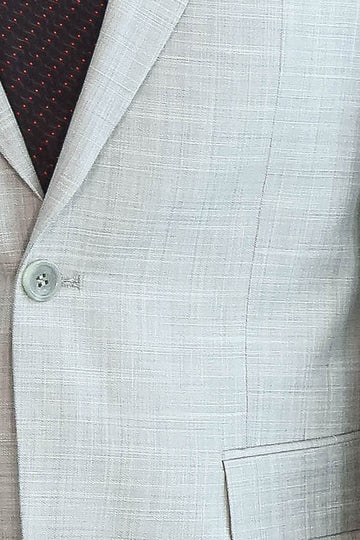 Two Piece Slim Fit Single Button Light Grey Men Suit - Wessi