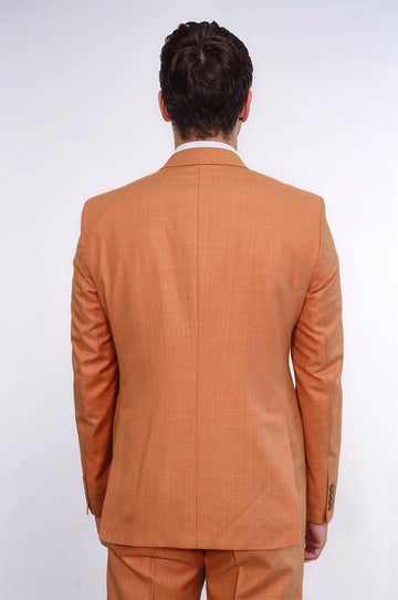 Abito da uomo giallo senape a due pezzi slim fit con bottone singolo - Wessi