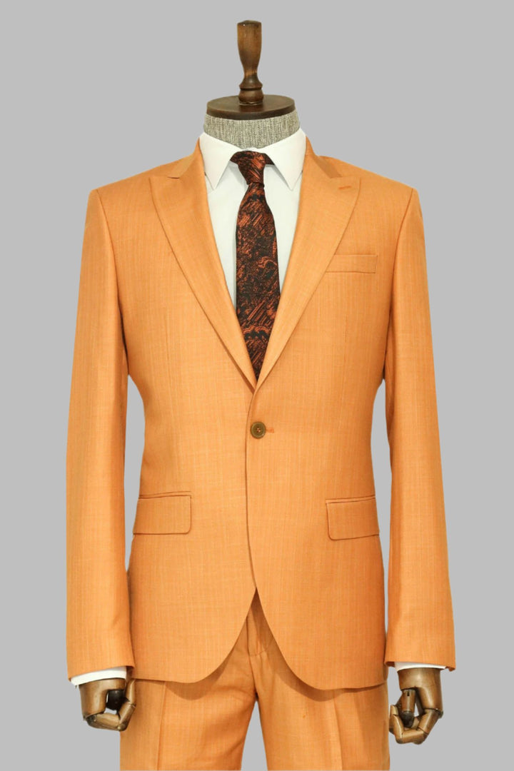 Completo Slim Fit Pesca con Sciarpa a Righe e Black Maglieria - Look Professionale da Ufficio