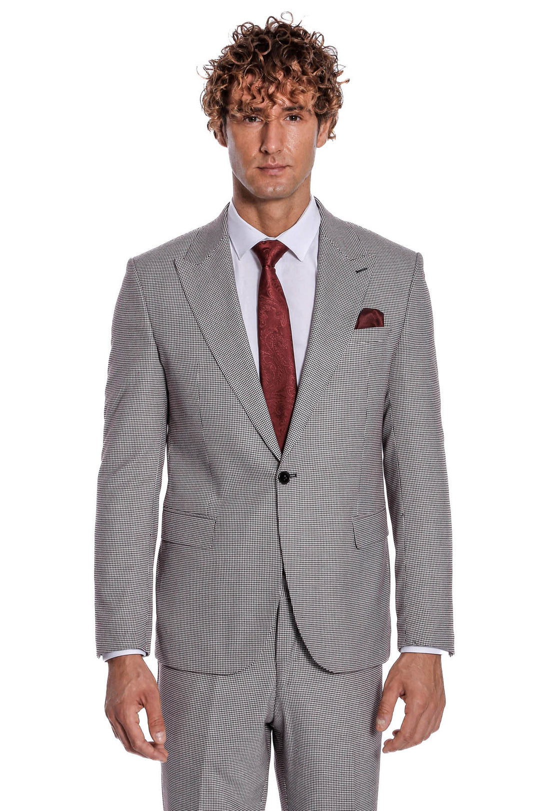 Costume Homme Gris à Motifs Deux Pièces - Wessi