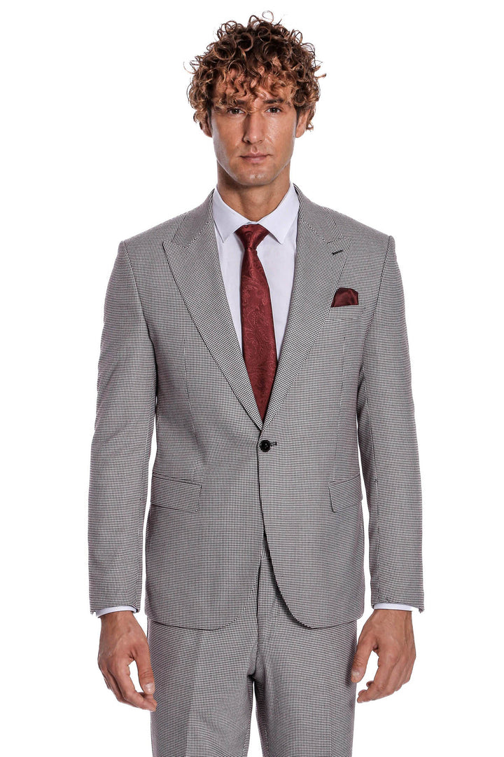 Costume Homme Gris à Motifs Deux Pièces - Wessi