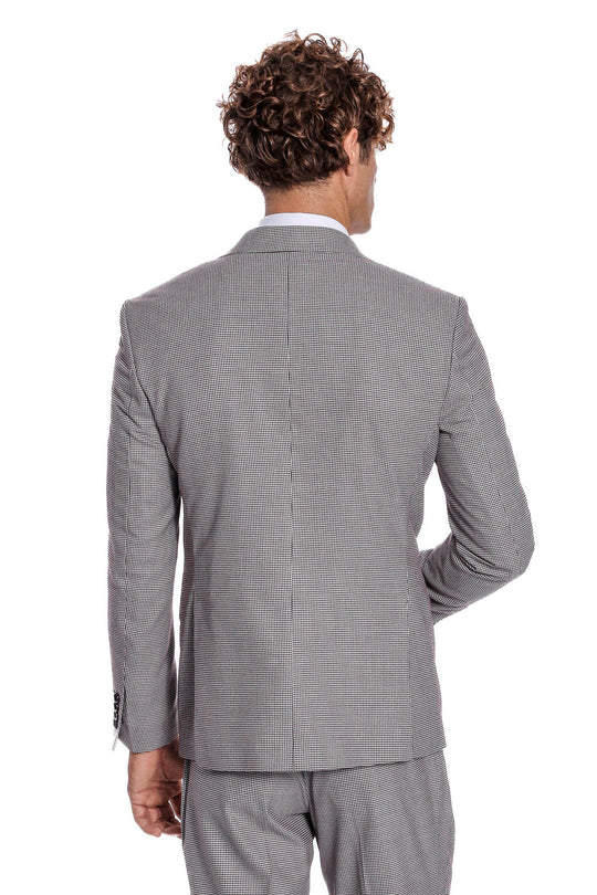 Two Piece Patterned Grey Men Suit - Wessi