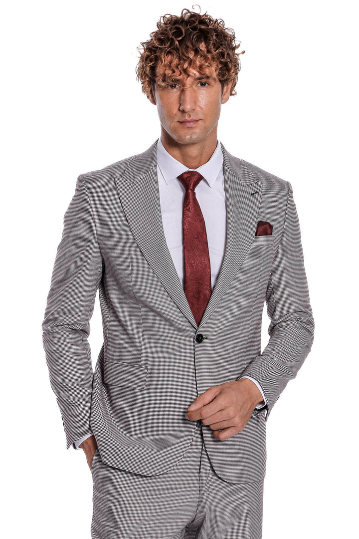 Costume Homme Gris à Motifs Deux Pièces - Wessi