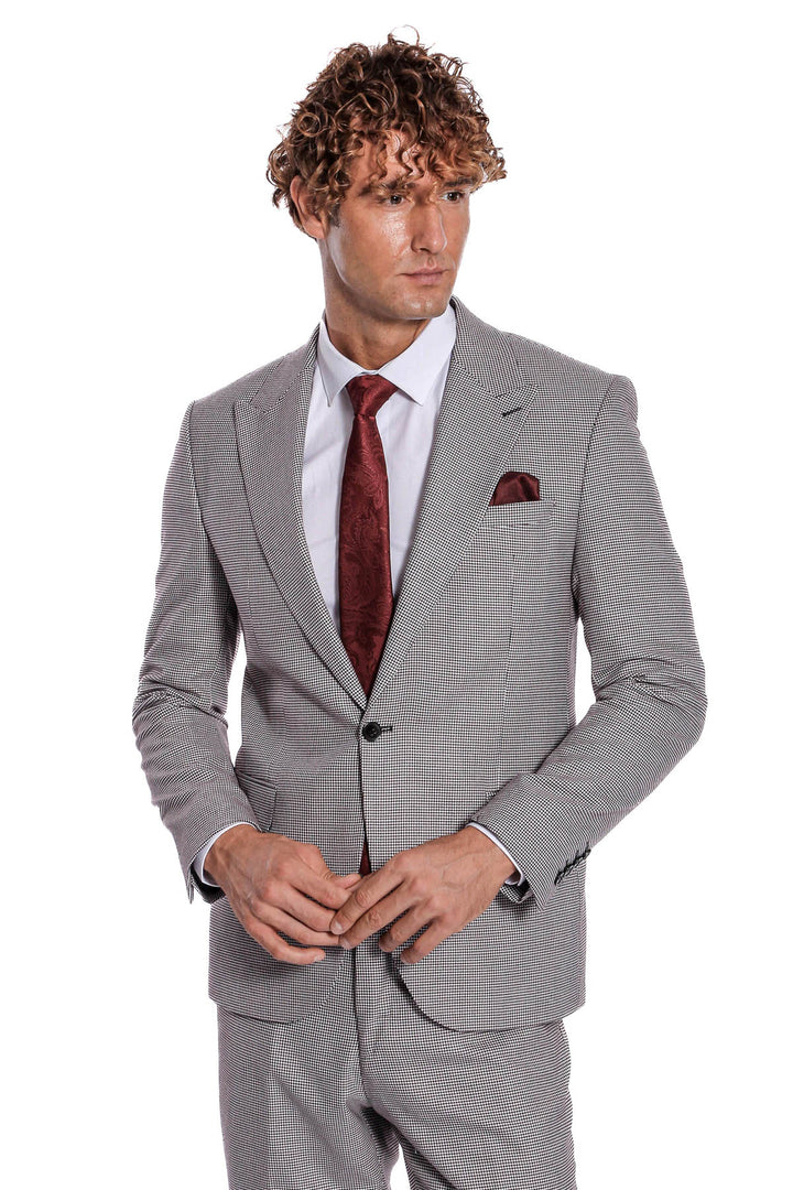 Costume Homme Gris à Motifs Deux Pièces - Wessi