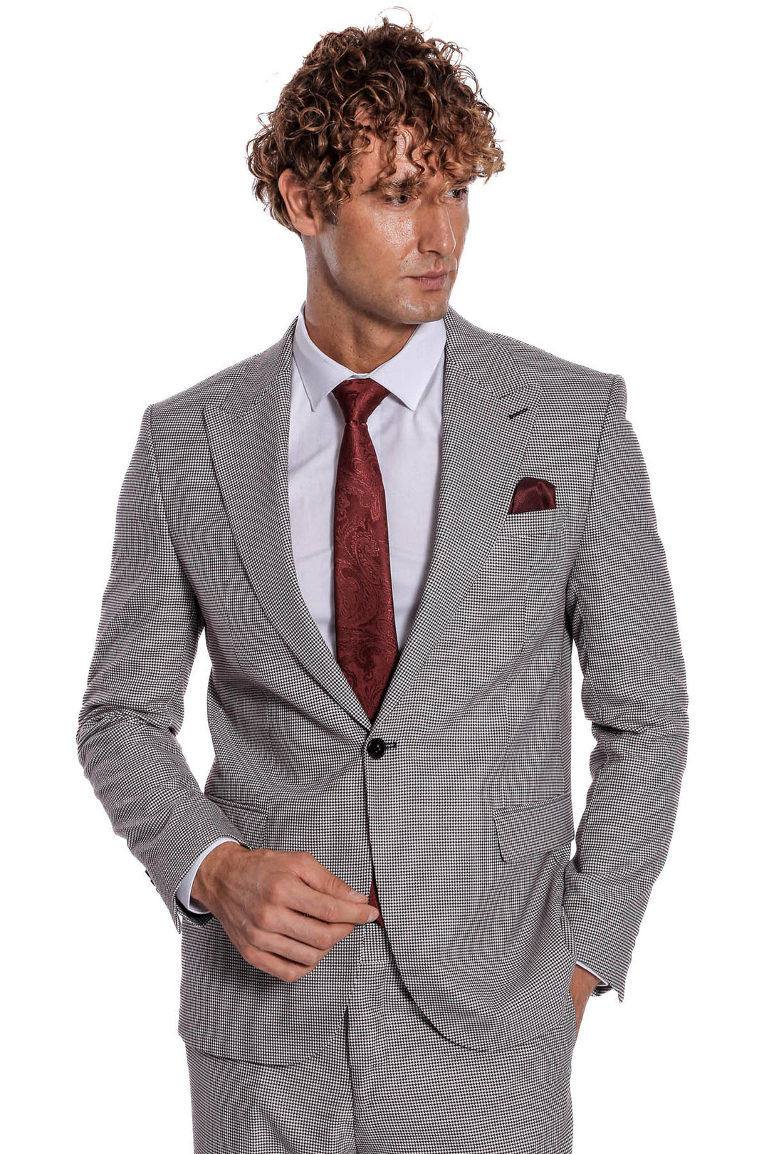 Costume Homme Gris à Motifs Deux Pièces - Wessi