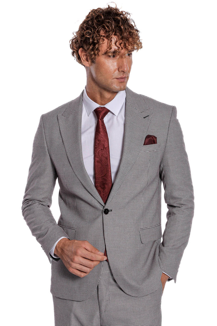 Costume Homme Gris à Motifs Deux Pièces - Wessi