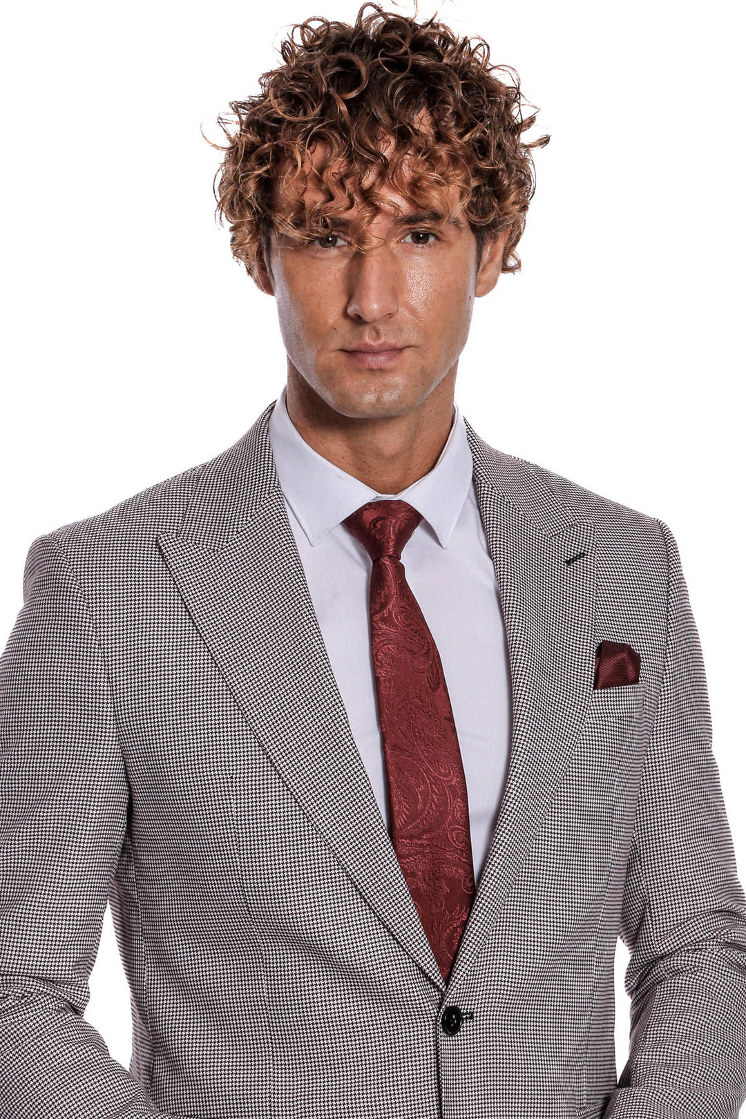 Costume Homme Gris à Motifs Deux Pièces - Wessi