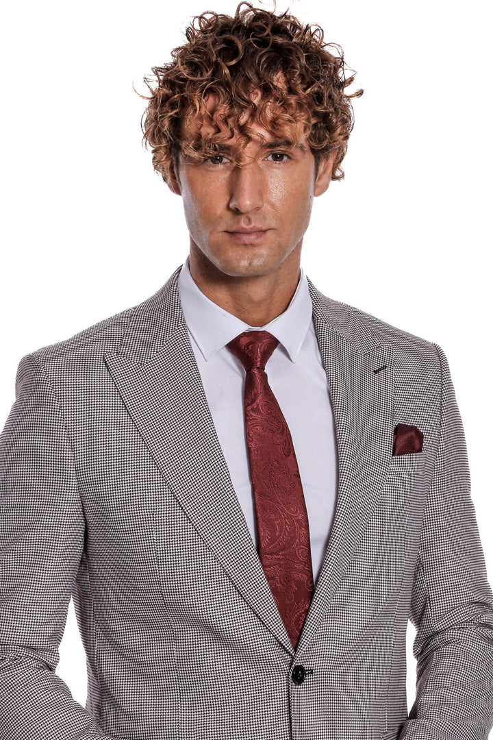 Costume Homme Gris à Motifs Deux Pièces - Wessi