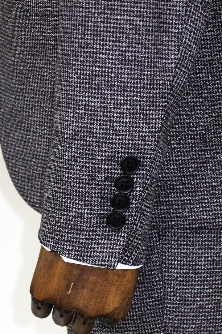 Traje de hombre gris slim fit de 2 piezas con estampado pata de gallo - Wessi