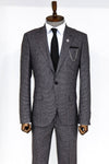 Traje de hombre gris slim fit de 2 piezas con estampado pata de gallo - Wessi