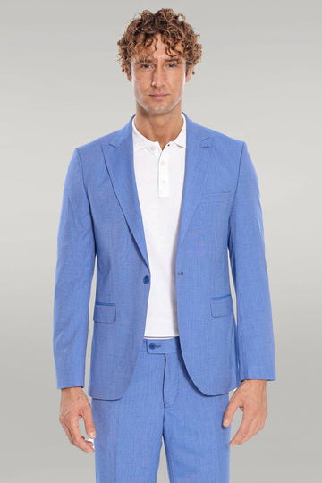 بدلة رجالية منقوشة مكونة من قطعتين باللون الأزرق الفاتح - Wessi