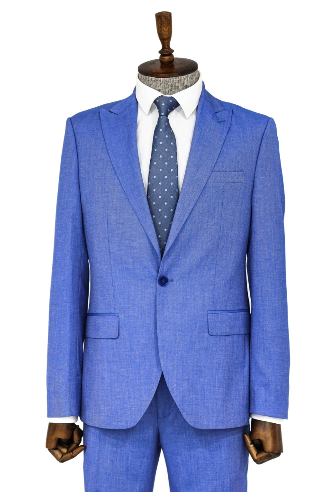 Completo da Uomo Slim Fit a 2 Pezzi con Camicia e Giacca a Righe - Wessi in Blue Chiaro