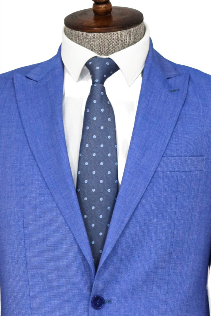 Completo da Uomo Slim Fit a 2 Pezzi con Camicia e Giacca a Righe - Wessi in Blue Chiaro