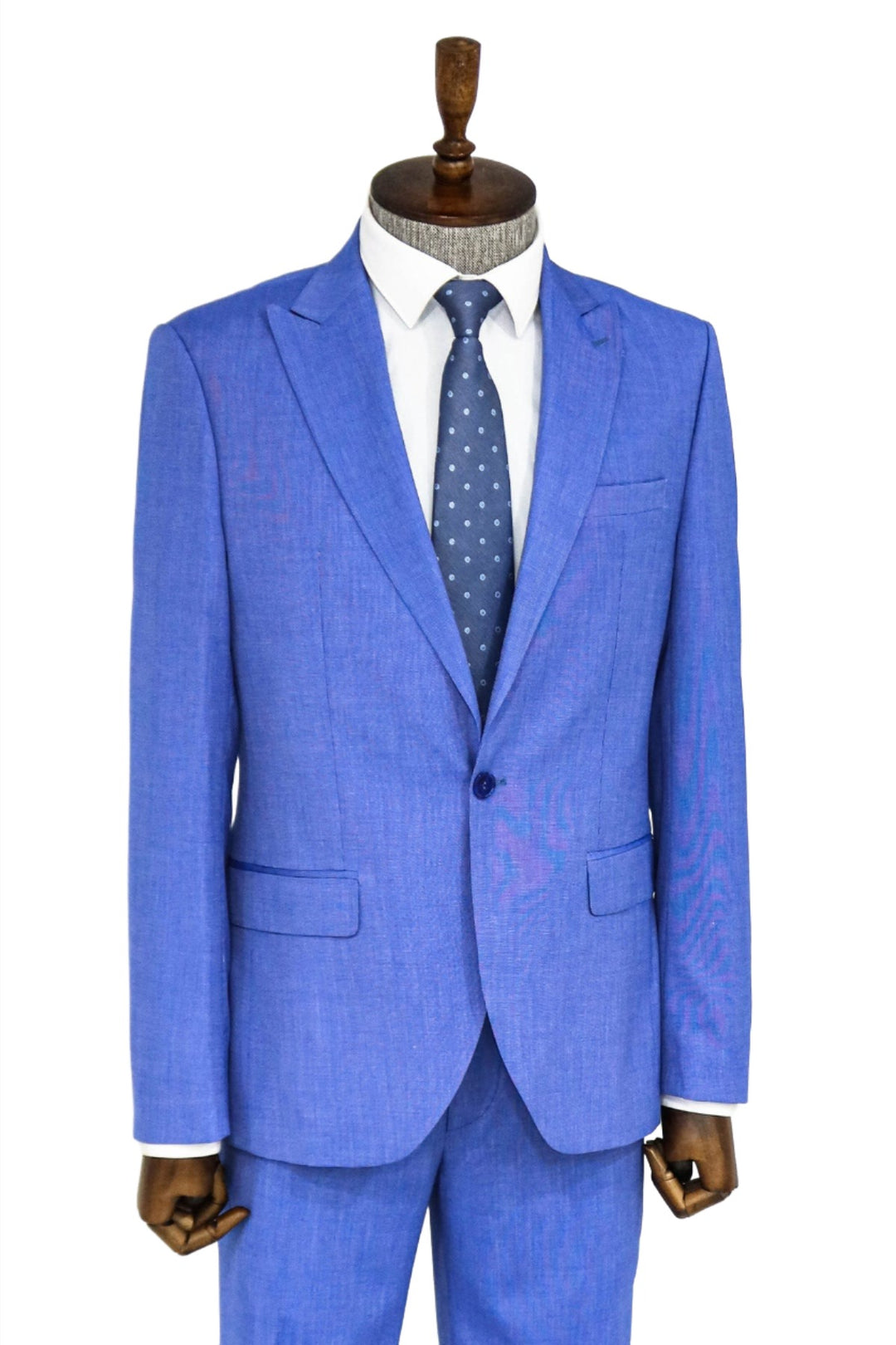 Completo da Uomo Slim Fit a 2 Pezzi con Camicia e Giacca a Righe - Wessi in Blue Chiaro