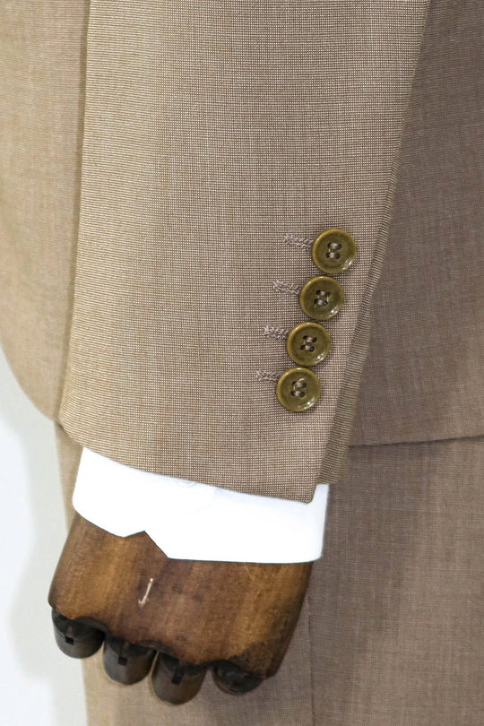 Abito da uomo beige scuro slim fit fantasia in 2 pezzi - Wessi