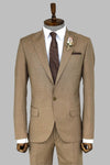 Costume Homme 2 Pièces Coupe Slim Beige Foncé à Motifs - Wessi