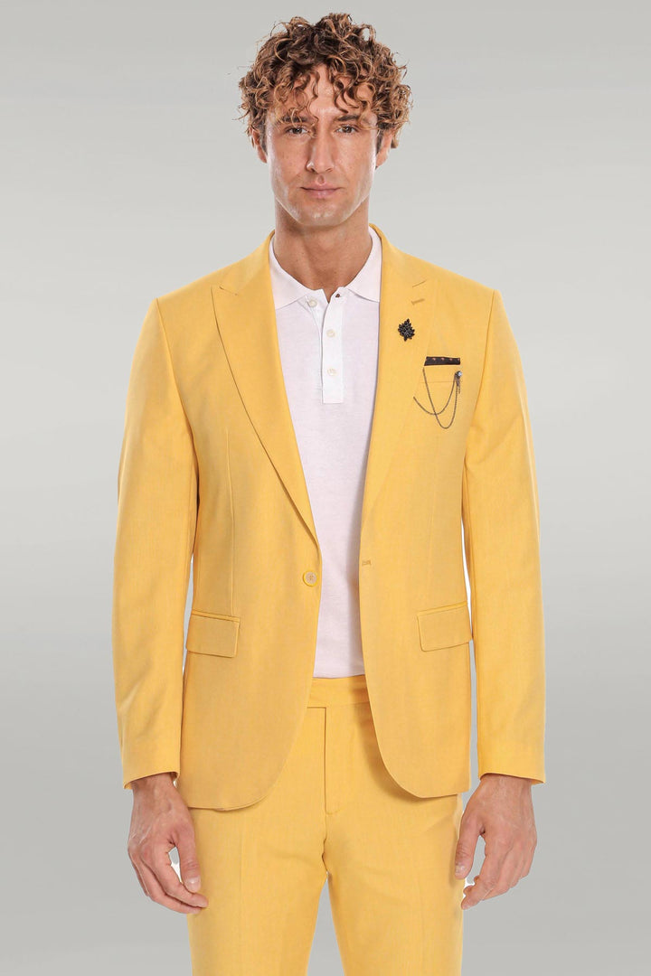 Costume Homme 2 Pièces Coupe Slim Jaune à Motifs - Wessi