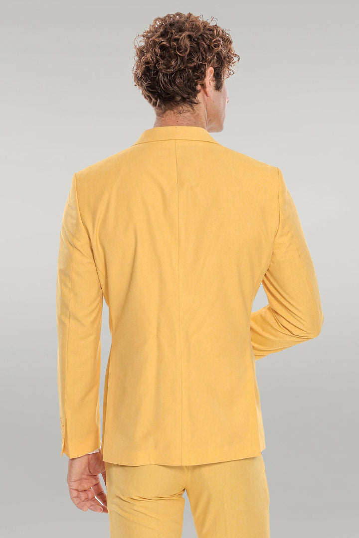 Costume Homme 2 Pièces Coupe Slim Jaune à Motifs - Wessi