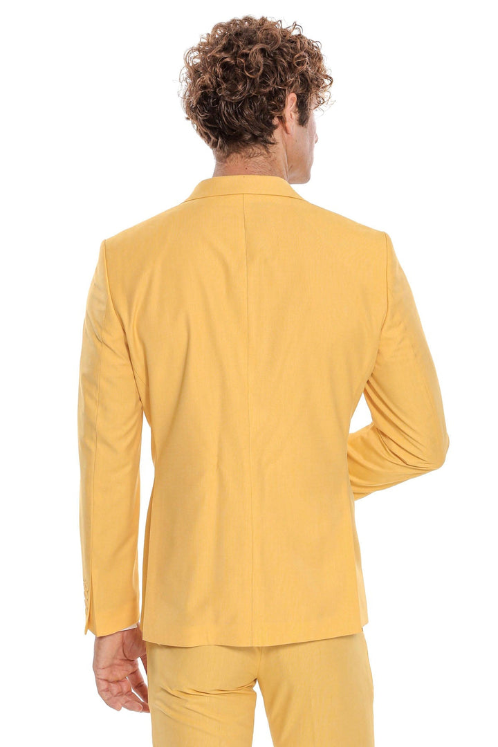 Costume Homme 2 Pièces Coupe Slim Jaune à Motifs - Wessi