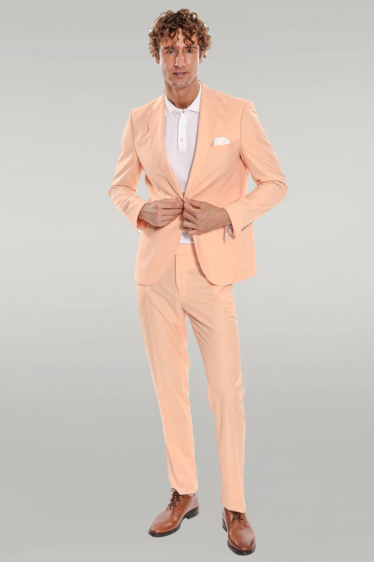 بدلة رجالية صفراء منقوشة مكونة من قطعتين - Wessi