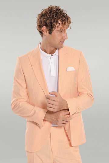 بدلة رجالية صفراء منقوشة مكونة من قطعتين - Wessi