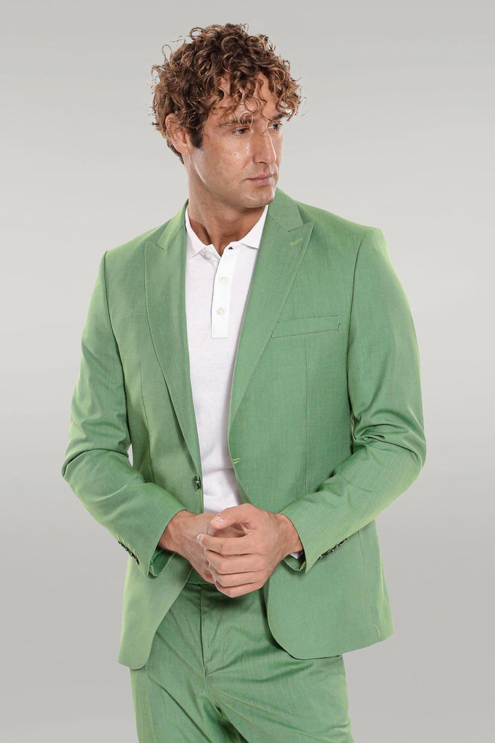 Costume Homme 2 Pièces Coupe Slim Vert à Motifs - Wessi