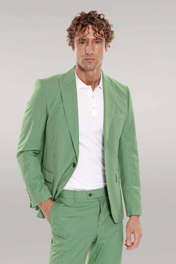 Costume Homme 2 Pièces Coupe Slim Vert à Motifs - Wessi