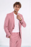 Patterned 2 Piece Slim Fit Pink Men Suit - Wessi